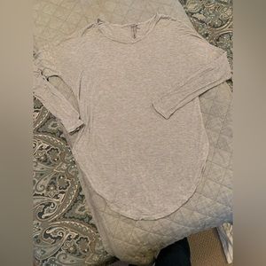 Gray and white striped tunic top